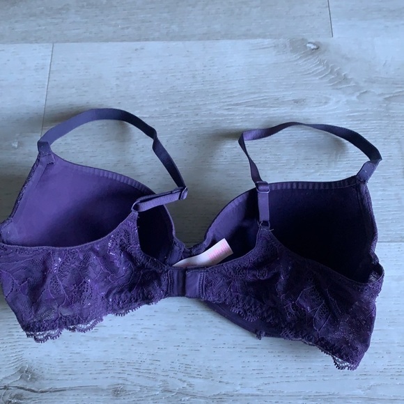 Purple Victoria’s Secret Bra size 34 C lace lined Demi Buste double - Picture 5 of 7
